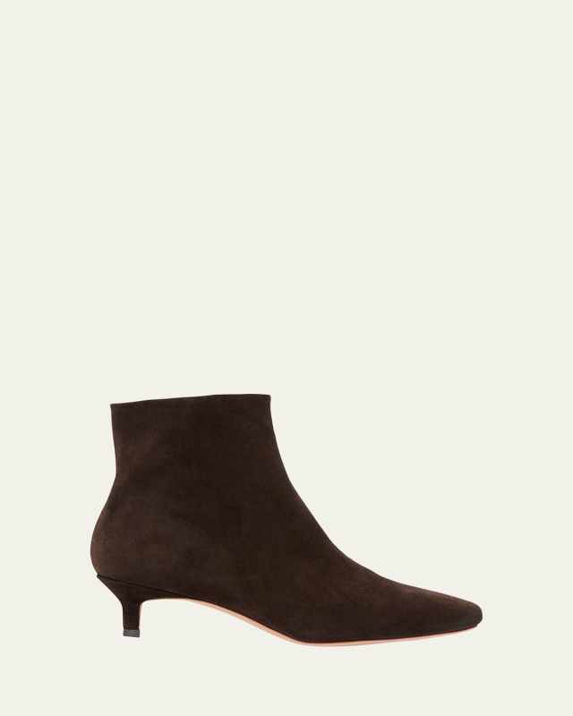Marcella Suede Kitten-Heel Ankle Booties